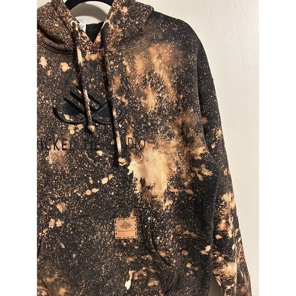 Wicked Tie Studio Unisex Black Medium Reverse Tie Dye Bleached Embroidered Heavy - Picture 4 of 10